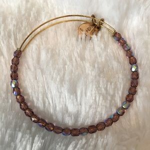 ALEX & ANI brushed gold/ lilac jeweled bracelet